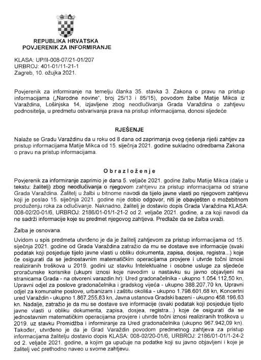 Naslovnica Rješenja žalbe